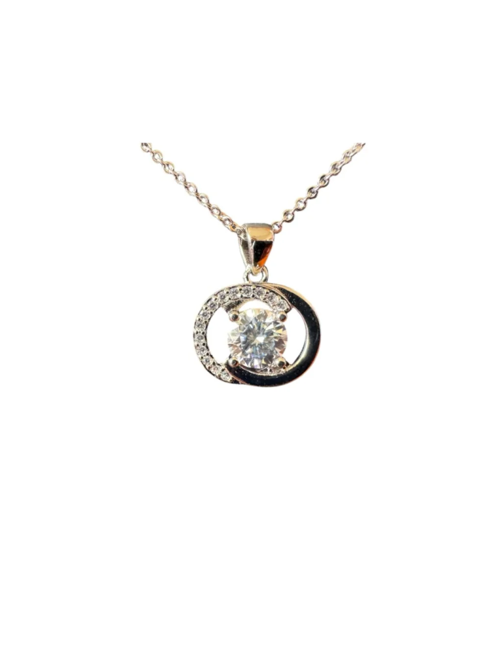 Moissanite CC 925 Sterling Silver Stud Necklace with GRA Certificate - New - Picture 3 of 3